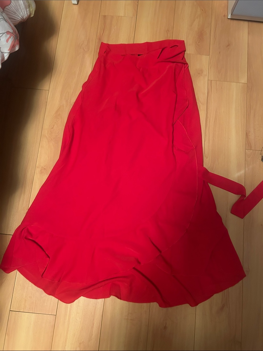 SHEIN Bright Red Maxi Wrap Skirt
